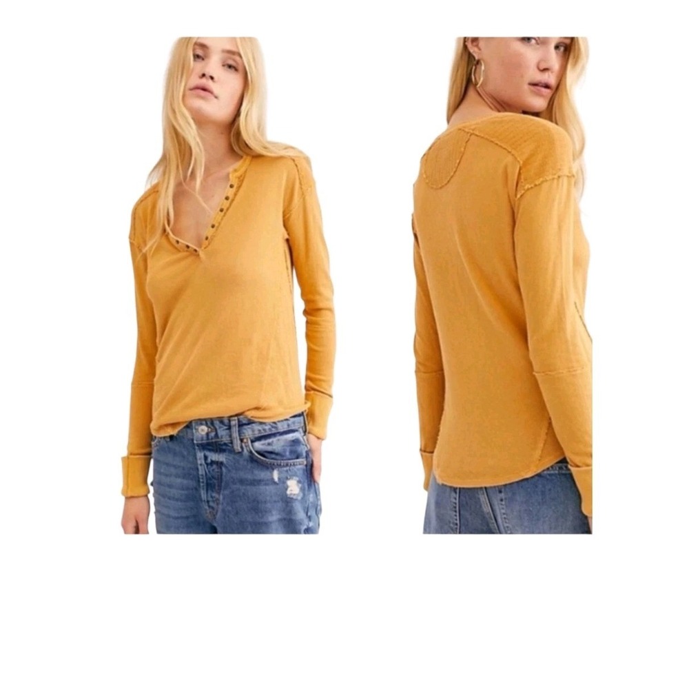 We The Free Women's XS Athenian Bronze Combo Military Long Sleeve Henley Top